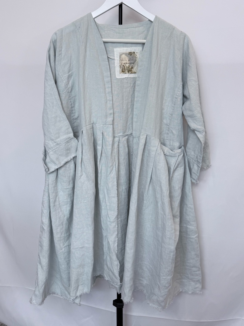 Tina Givens Linen Open Front Smock Coat Size. med